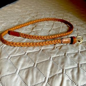 Thin brown braided belt